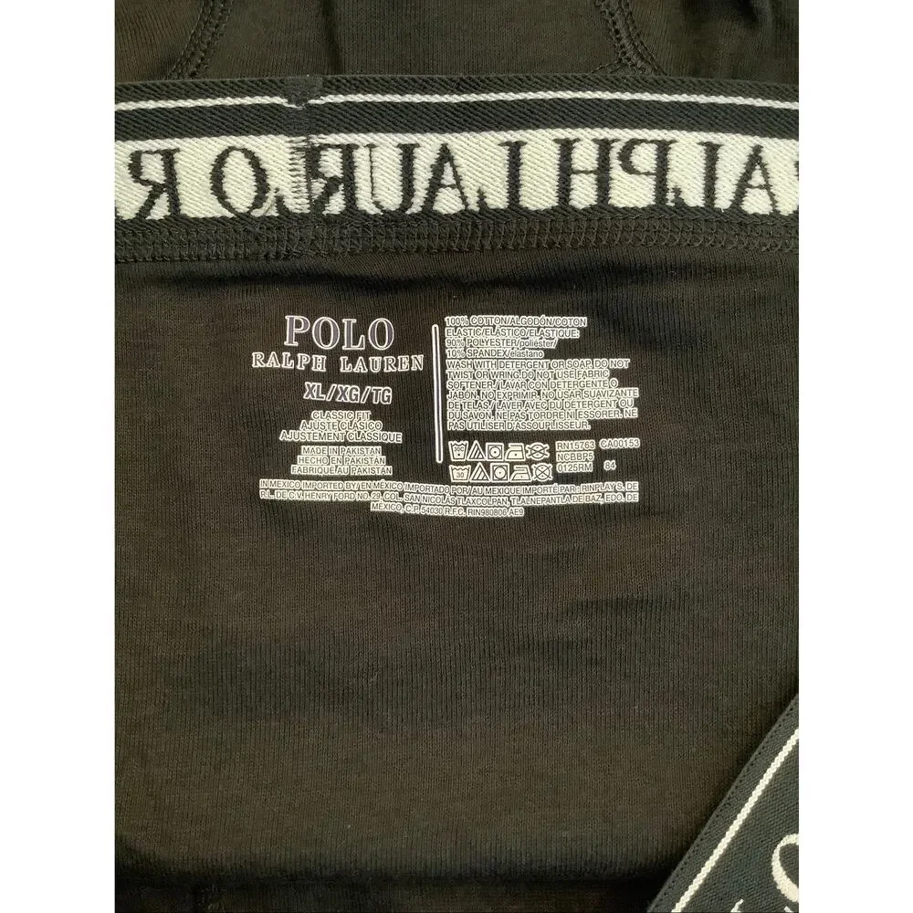 Polo Ralph Lauren Men's XL Black 4-Pack Classic Fit Cotton Boxer Briefs N3-50
